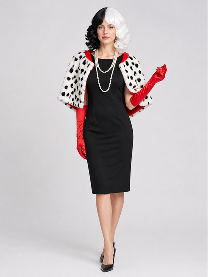 Cruella Cosplay Costume: Dress, Cape, Wig Costume Dresses detail 2