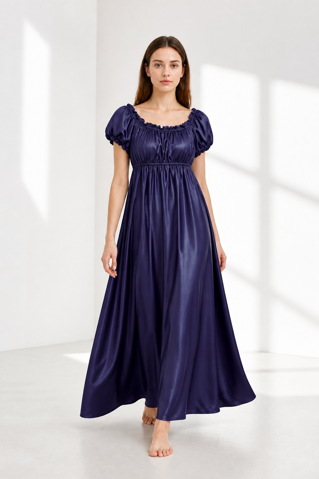 Long Dress with Puff Sleeves and Train Costume Dresses detail 2
