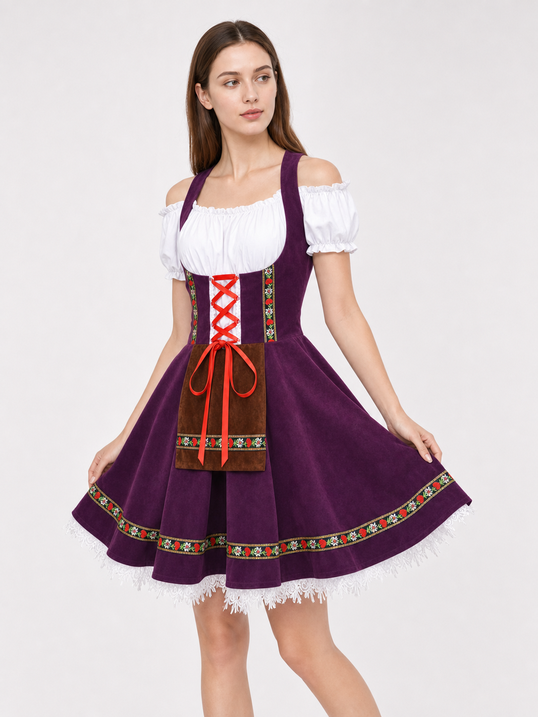 Historical costume dress with folk ribbons