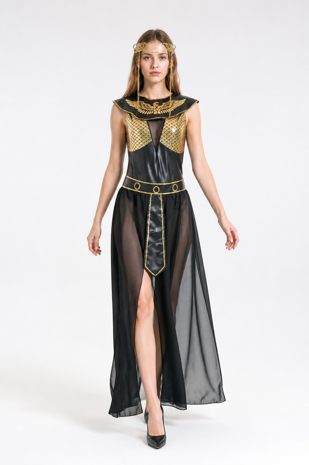 Black and Gold Cleopatra Costume for Halloween Costumes detail 2