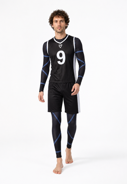 Soccer cosplay costume with No. 9, blue and white Costumes detail