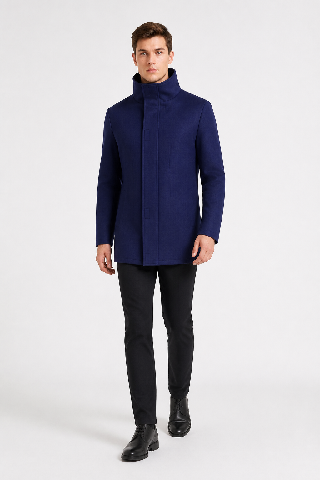 Anime Long Dark Navy Blazer with a High Collar product detail 2