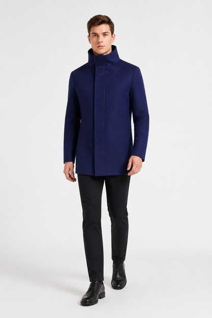 Anime Long Dark Navy Blazer with a High Collar product detail 2