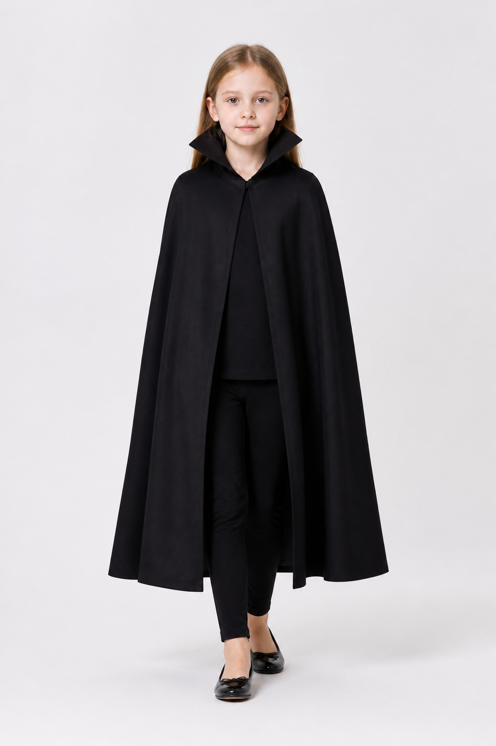 Black Vampire Cloak with High Collar Costume Capes detail 2