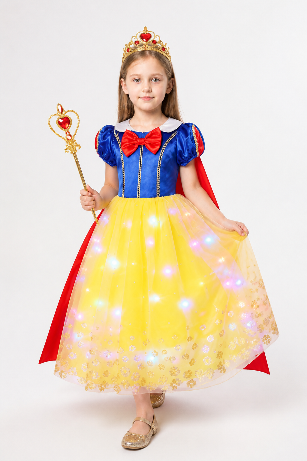 Glowing Princess Costume with Cape and Crown Costume Capes detail 2