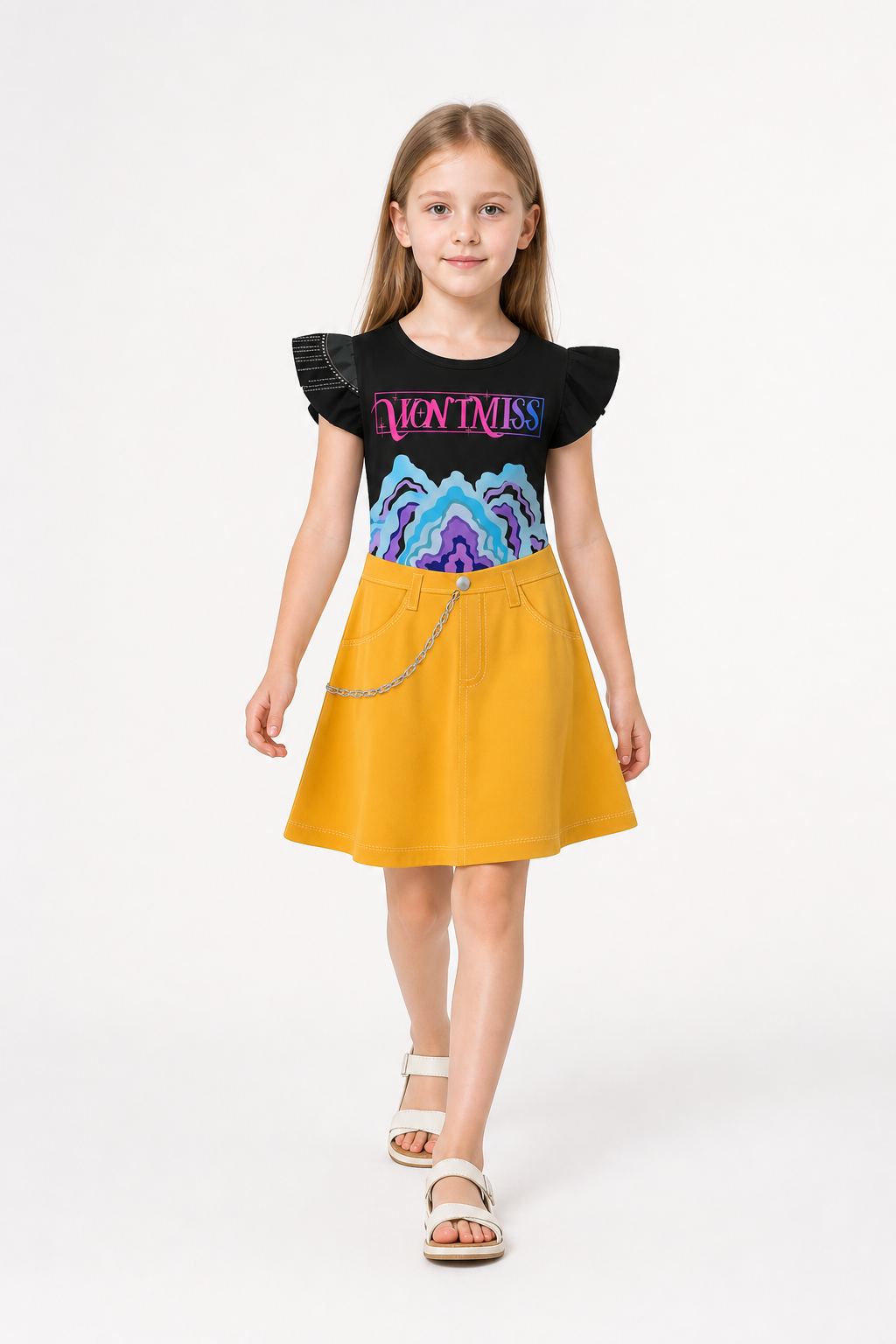 Halloween Costume Dress with Print and Chain