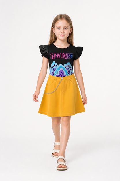 Halloween Costume Dress with Print and Chain