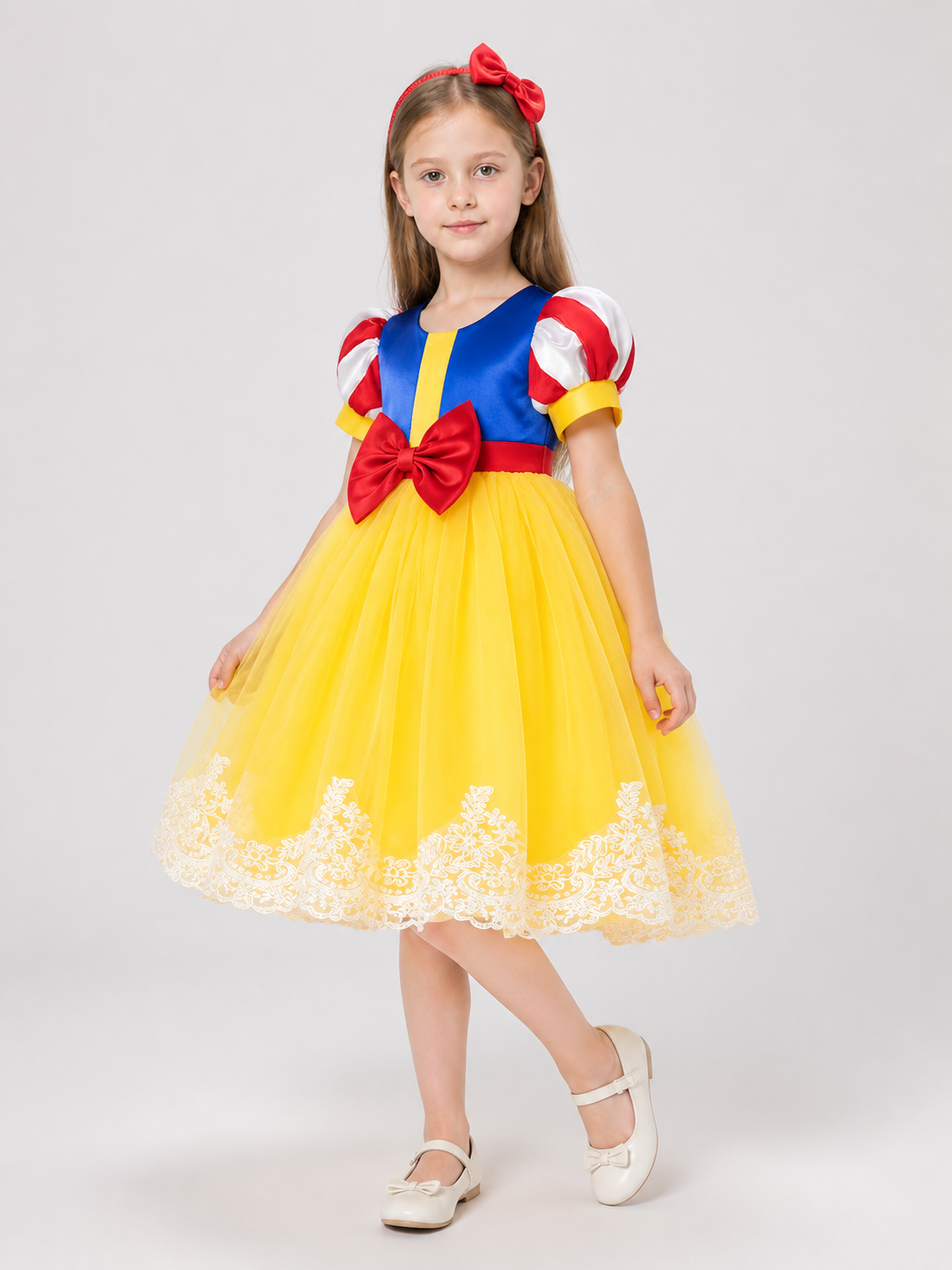 Puffy Snow White princess dress with headband