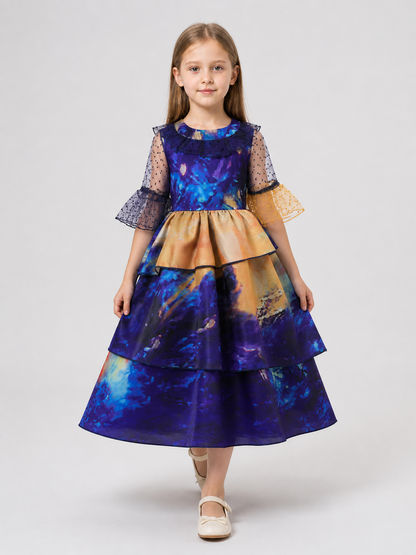 Cosplay Dress with Puff Sleeves and Tiered Skirt Costume Dresses detail 2