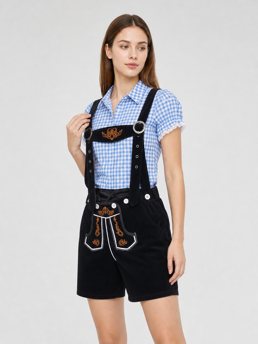 Suspenders Set: Plaid Shirt and Shorts