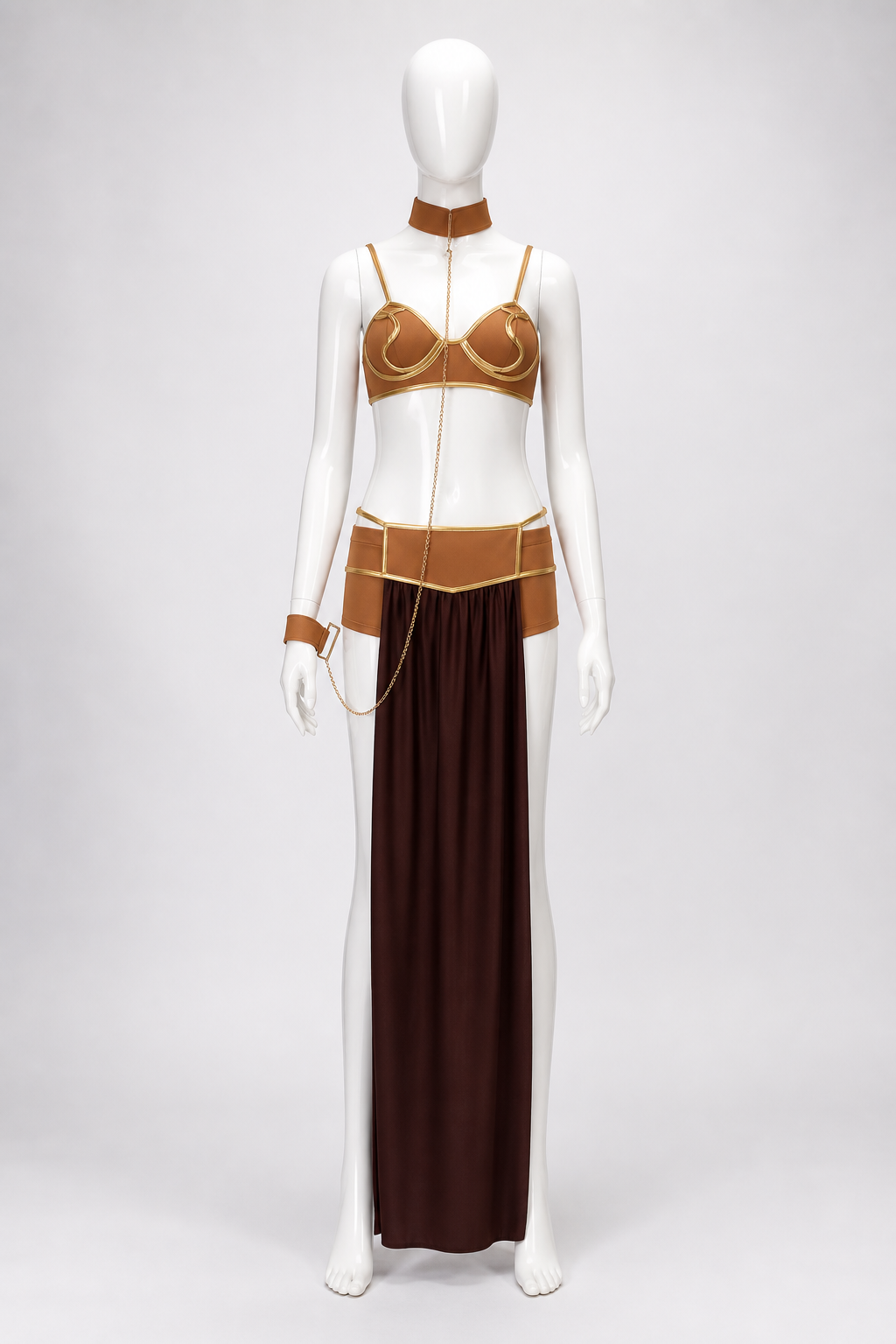Brown Separate-Piece Cosplay Costume with Chain