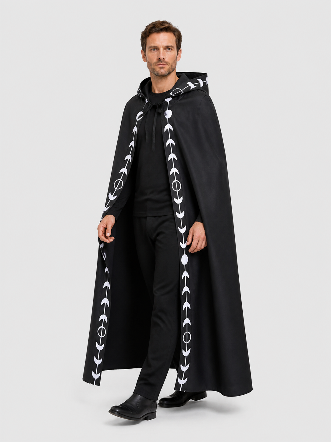Black Hooded Cloak for Halloween, Vampire Costume Costume Capes detail 2