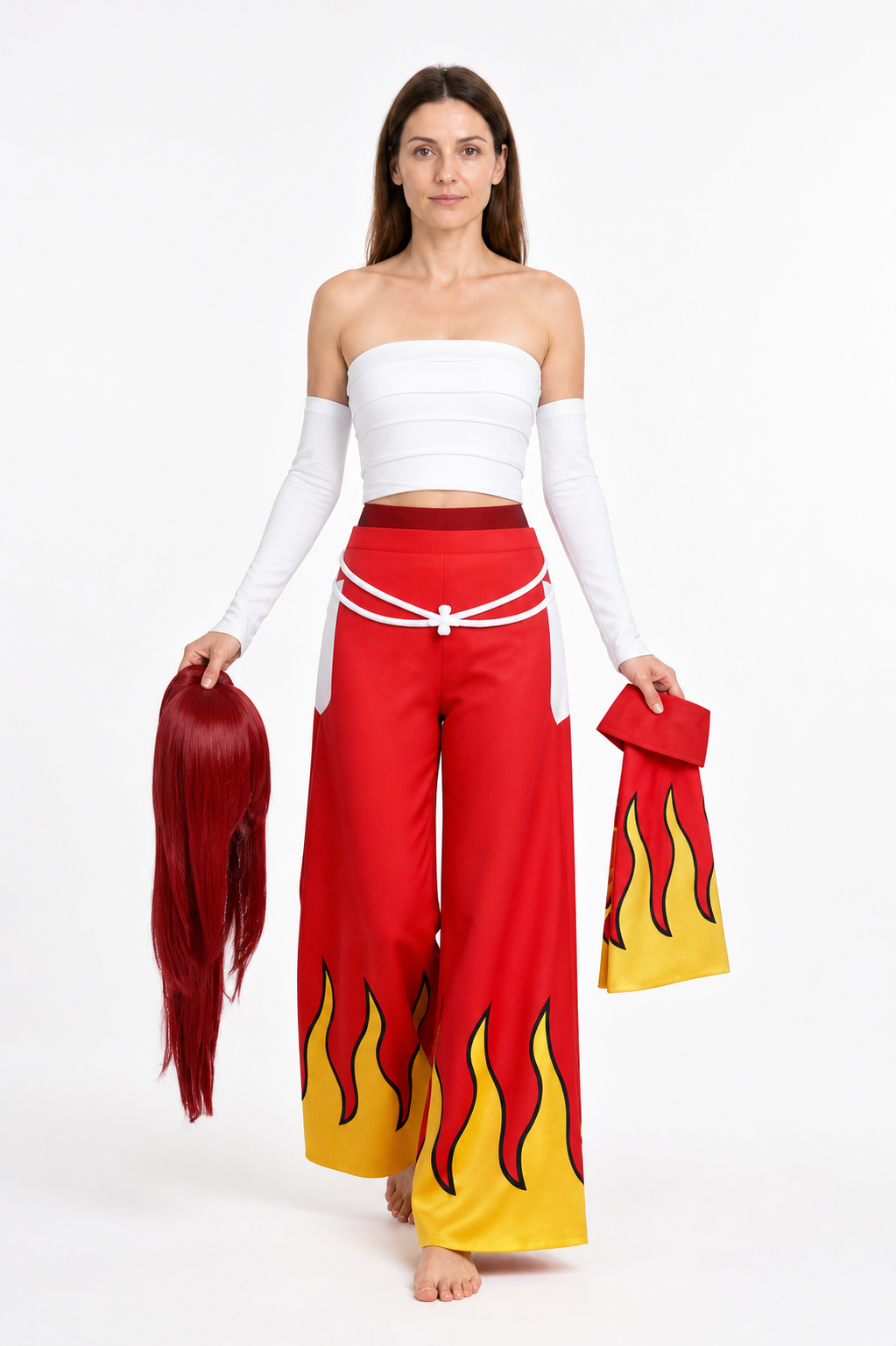 Cosplay Costume with Red Pants and Wig for Halloween Costume Wigs detail 2