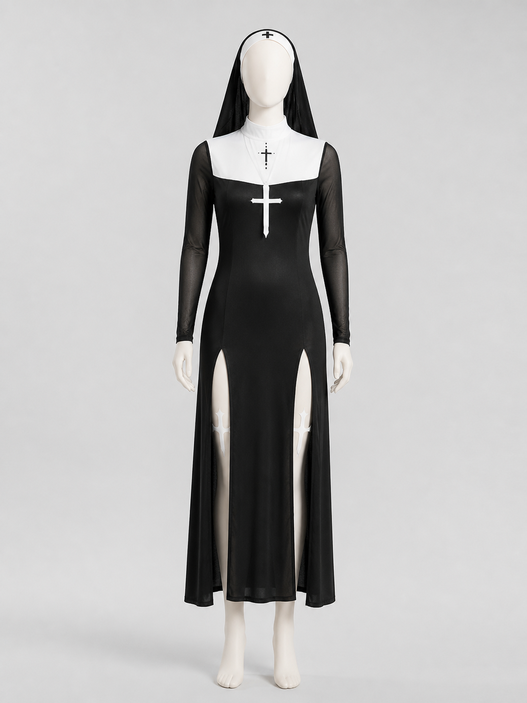 Cross-Themed Cosplay Set: Dress and Headpiece Costume Dresses detail 2