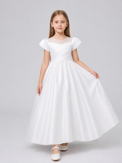 White Girls’ Princess Dress with a Full Skirt product detail 2
