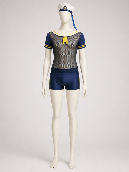 Sailor-Style Jumpsuit with Shorts for Role-Play Looks