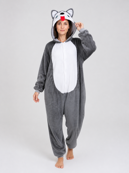 Husky Flannel Hooded Pajama Jumpsuit product detail 2