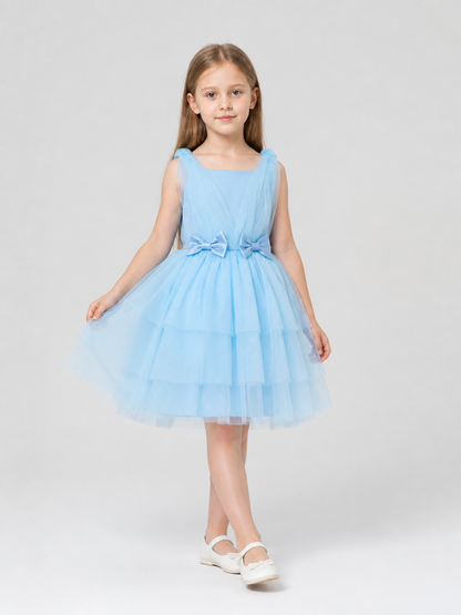 Girls' Princess Dress with Full Skirt, Bows, Light Blue Costume Dresses detail 2