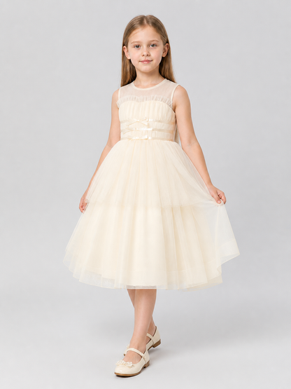 Long Layered Tulle Princess Dress with Bow Costume Dresses detail 2