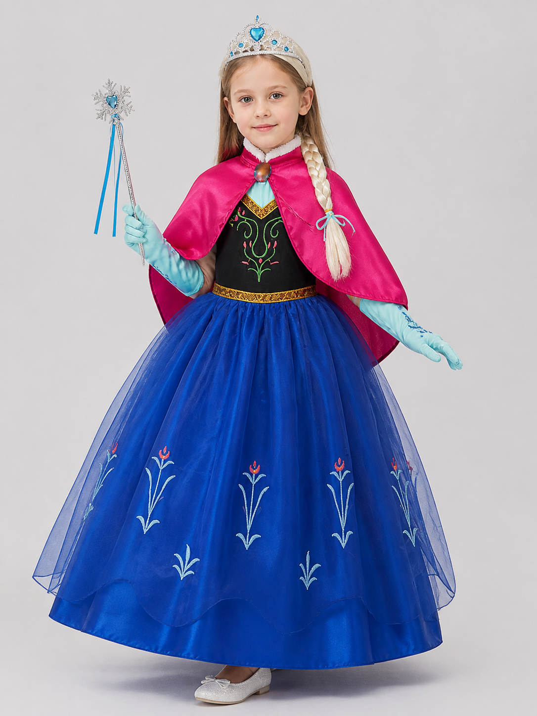 Children’s Princess Costume with Cape, Crown, and Wig product detail 2