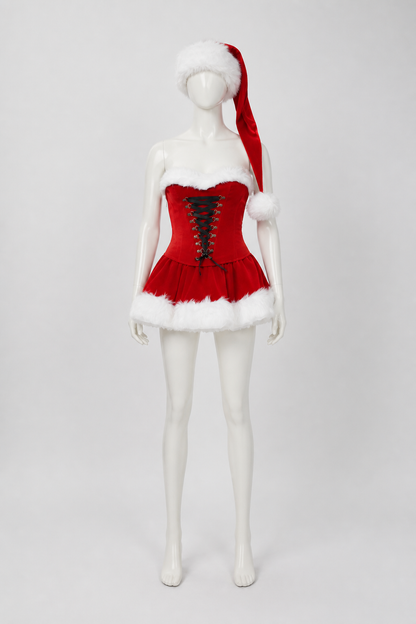 New Year's Costume with White Fur Trim and Gold Buckles Costumes detail 2
