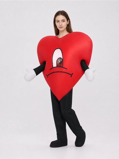Red Heart Plush Toy with a Sad Face