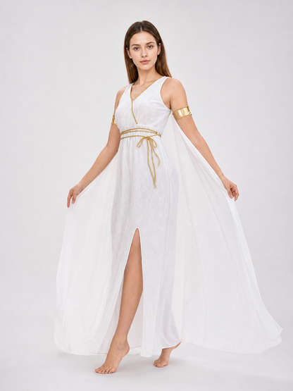 Greek-Style Dress with Gold Accents