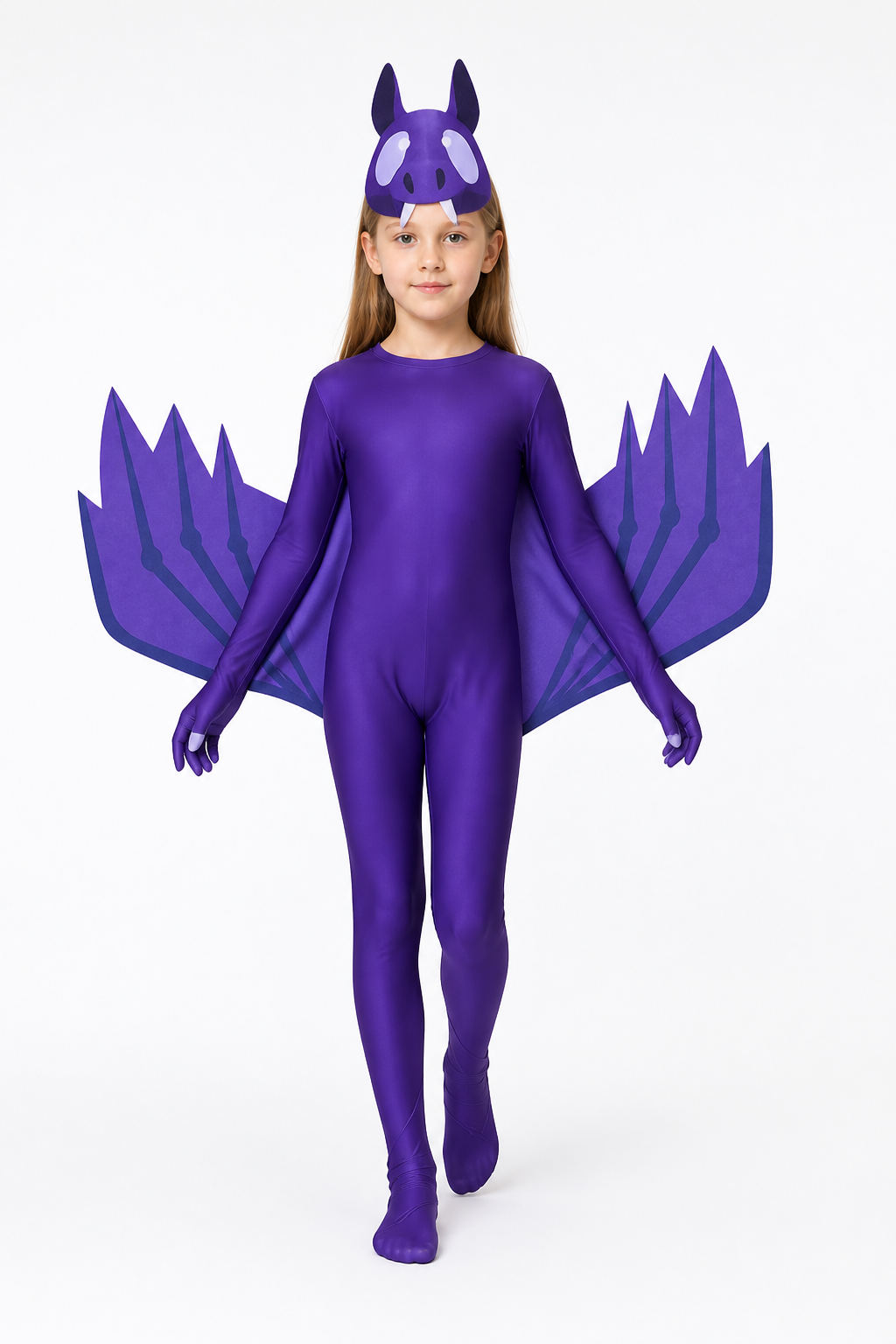 Purple Bat Costume with Mask and Wings Costume Masks detail 2