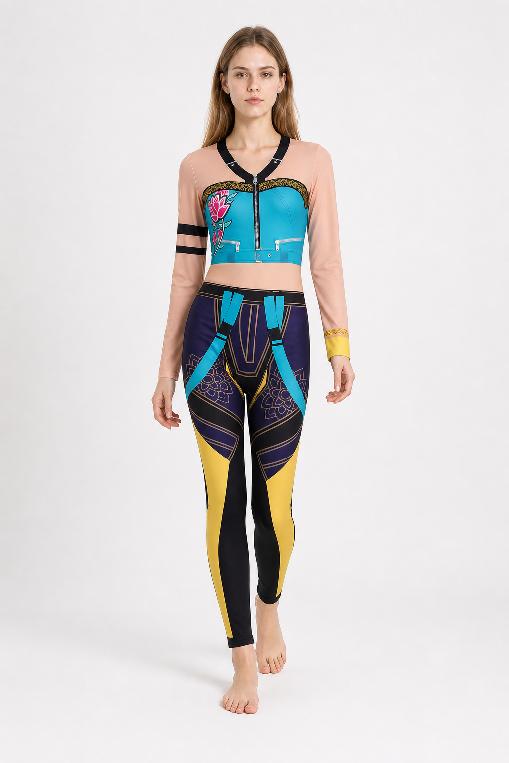 Jumpsuit with a Geometric 3D Print and Flowers product detail 2