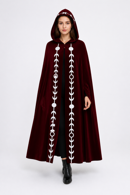 Long Hooded Cloak with White Trim for Cosplay Costume Capes detail