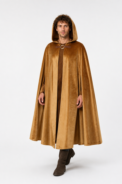 Long Light Brown Hooded Cloak for Cosplay