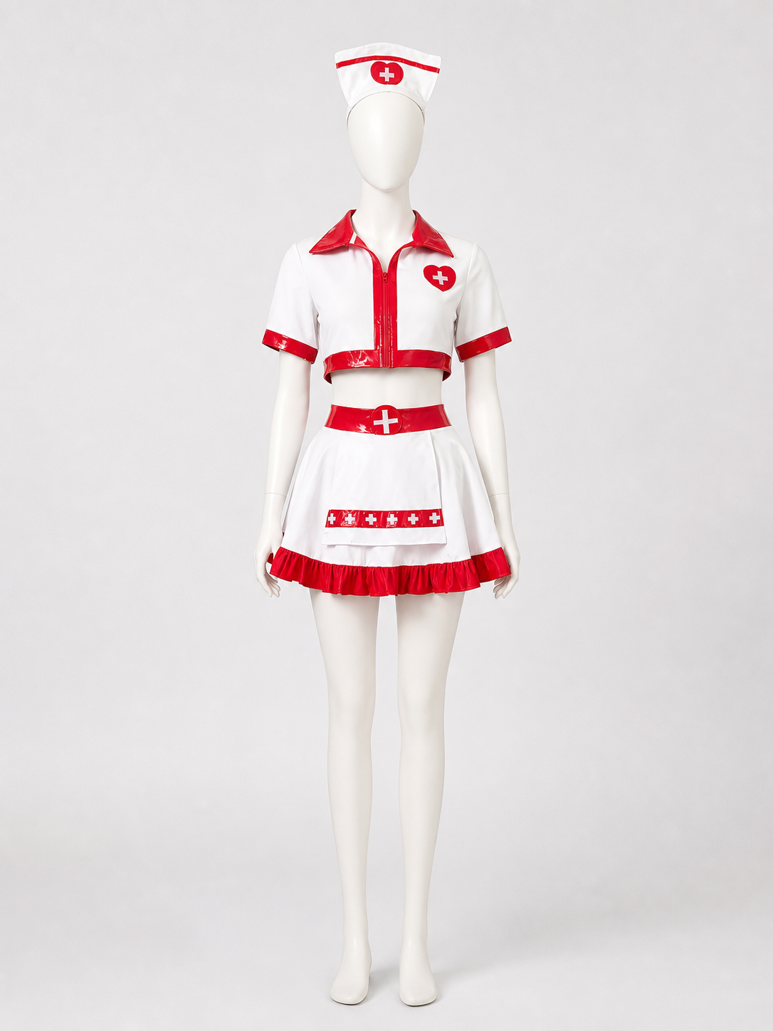 Medical Costume with Skirt and Cap, White and Red