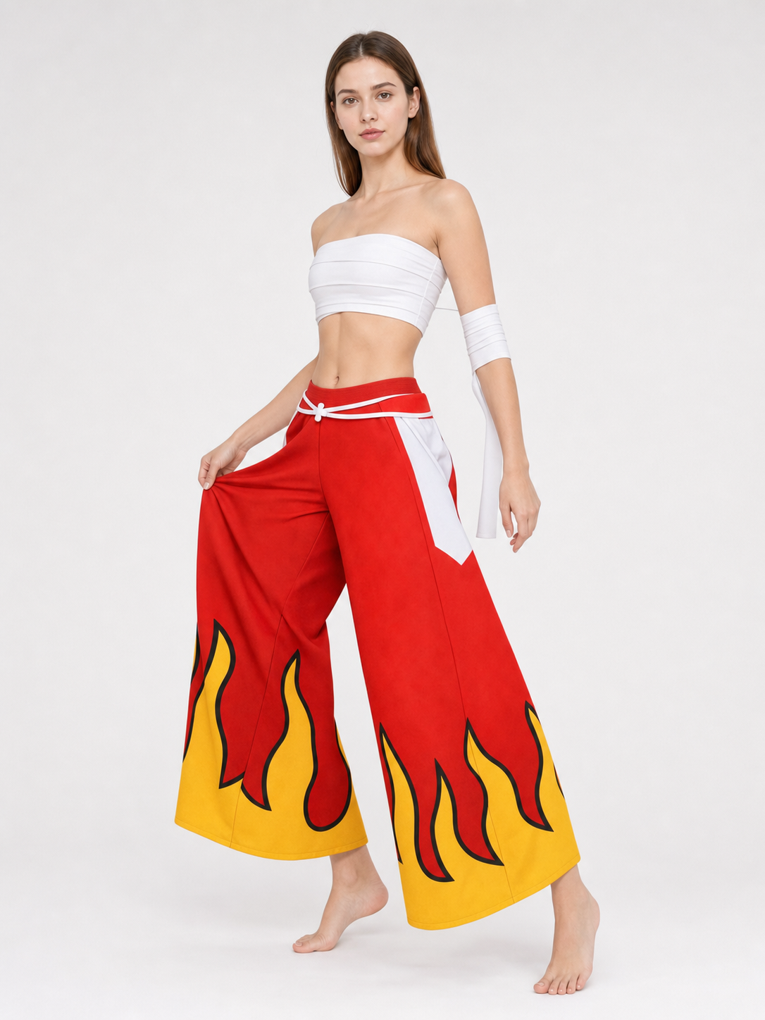 Erza cosplay costume from Fairy Tail with wide-leg pants