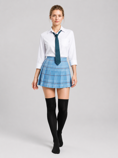 School Uniform: Shirt, Tie, Pleated Skirt, and Knee-High Socks Costumes detail 2