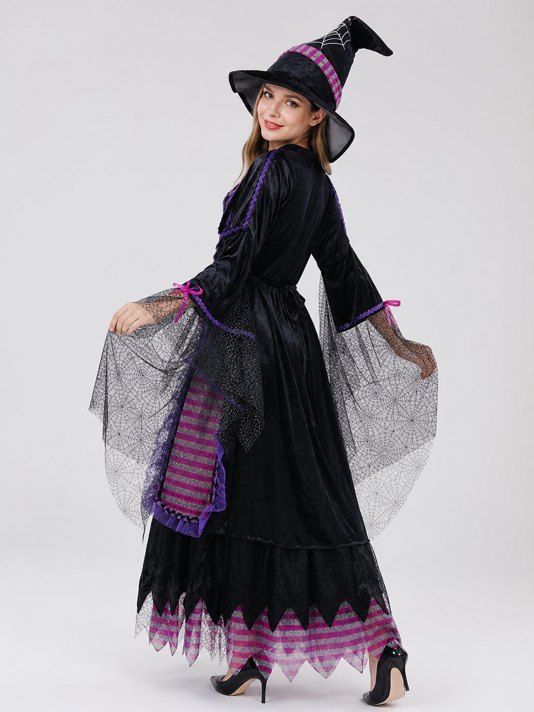 Witch Costume with Dress and Pointed Hat