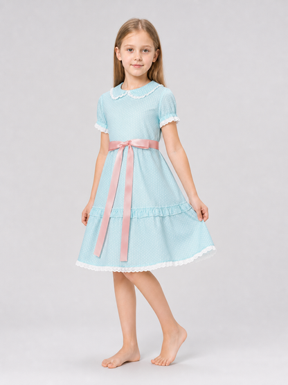 Shining Cosplay Dress with Collar and Sash