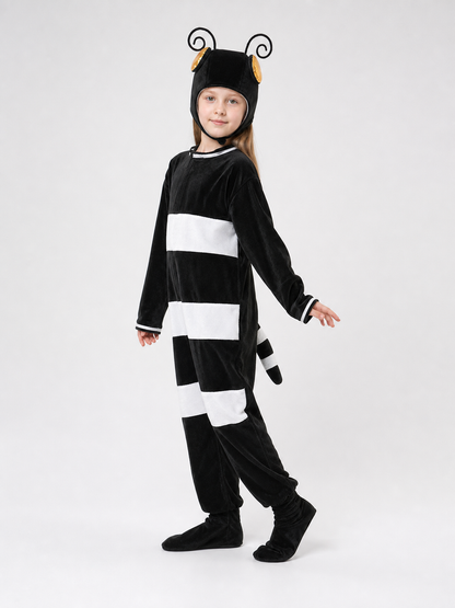 This one-piece insect costume features a playful design and is intended for