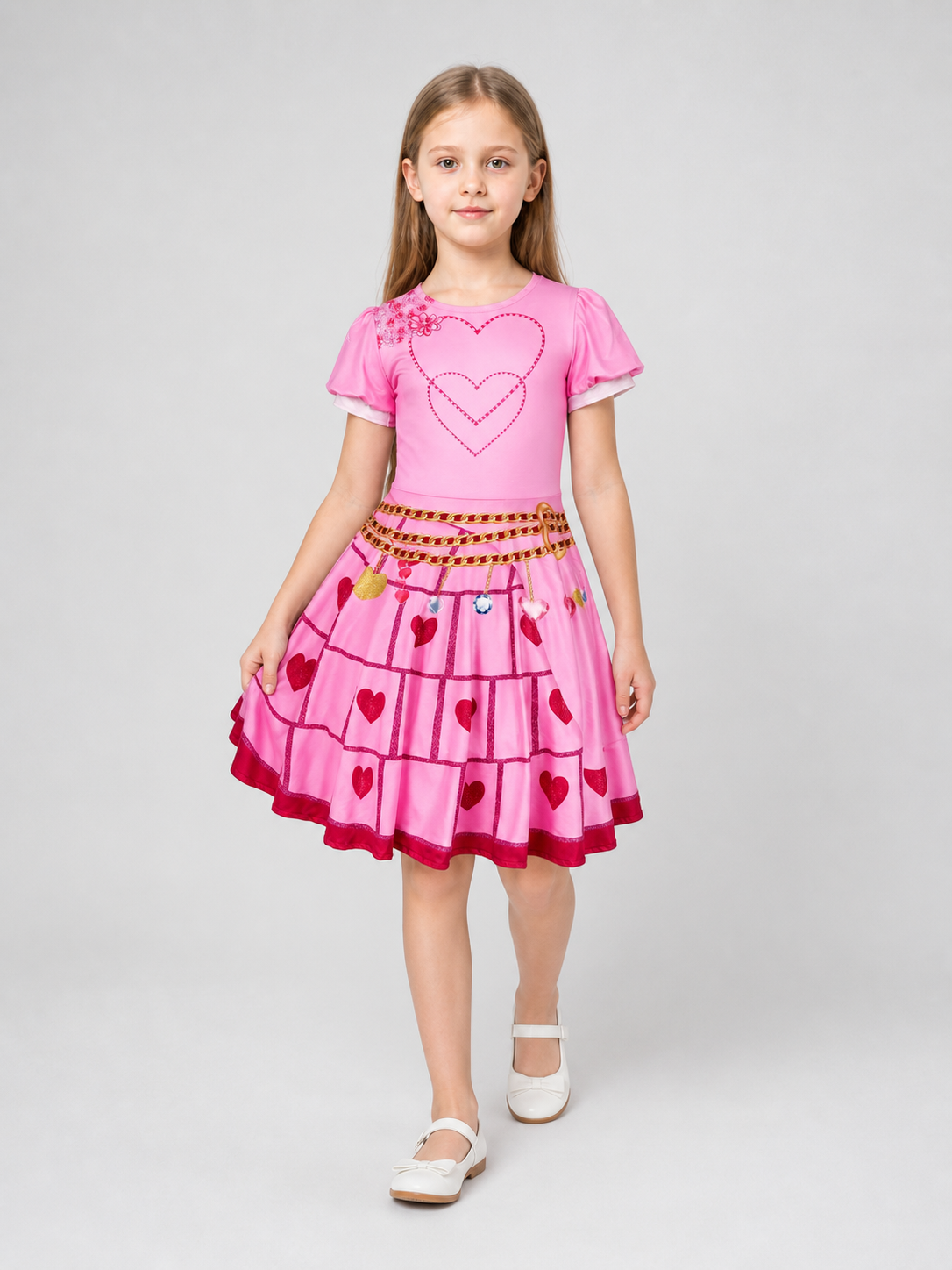 Poofy Red Queen Cosplay Dress with Hearts Costume Dresses detail 2