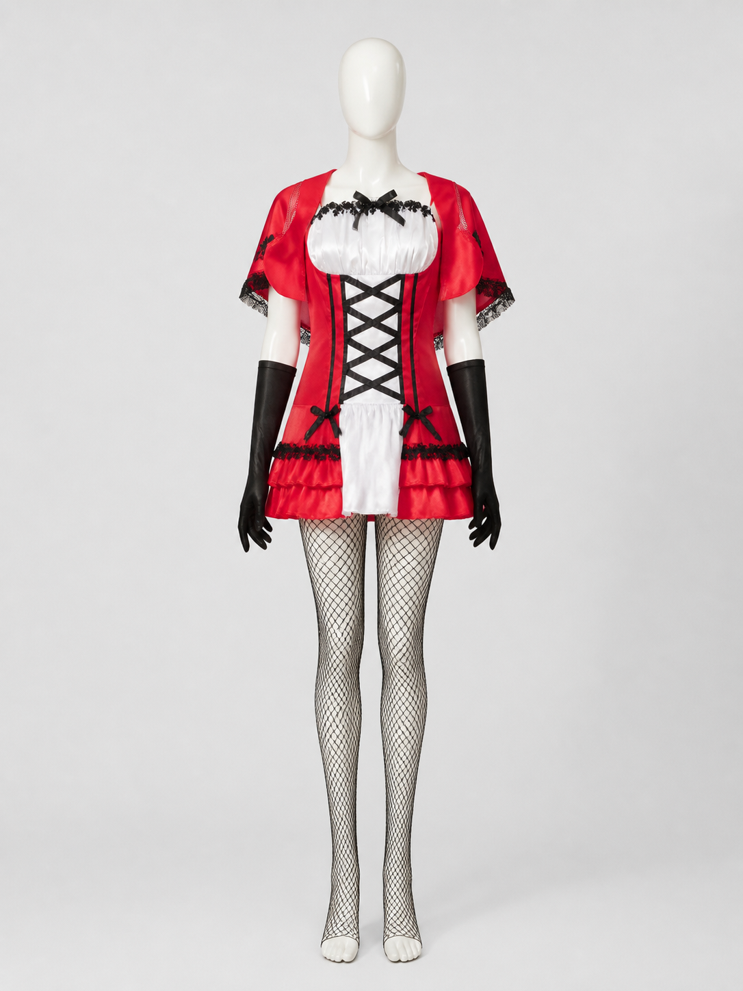 Gothic Little Red Riding Hood Costume with Cape and Gloves Costume Capes detail 2
