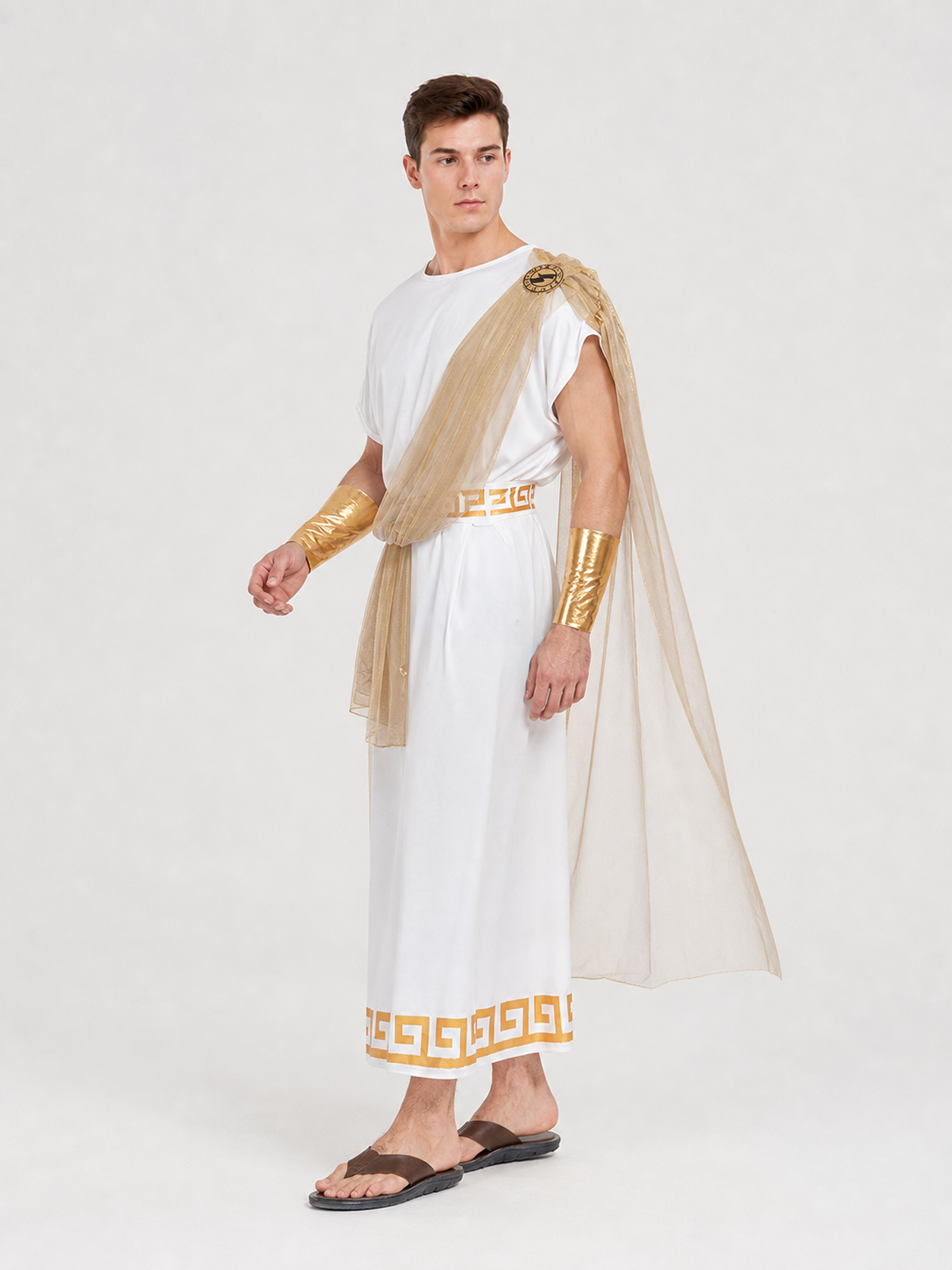 Ancient Greek Costume with Cape, Belt, and Arm Cuffs