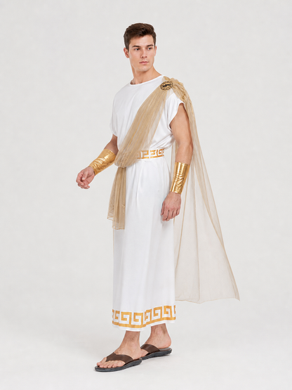 Ancient Greek Costume with Cape, Belt, and Arm Cuffs