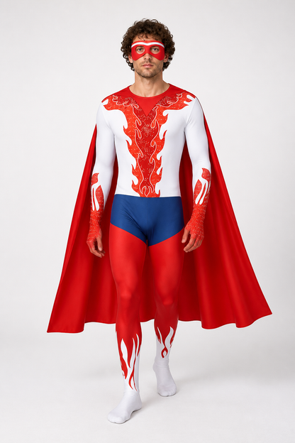 Cosplay Costume with Jumpsuit, Mask, and Cape Costume Capes detail 2