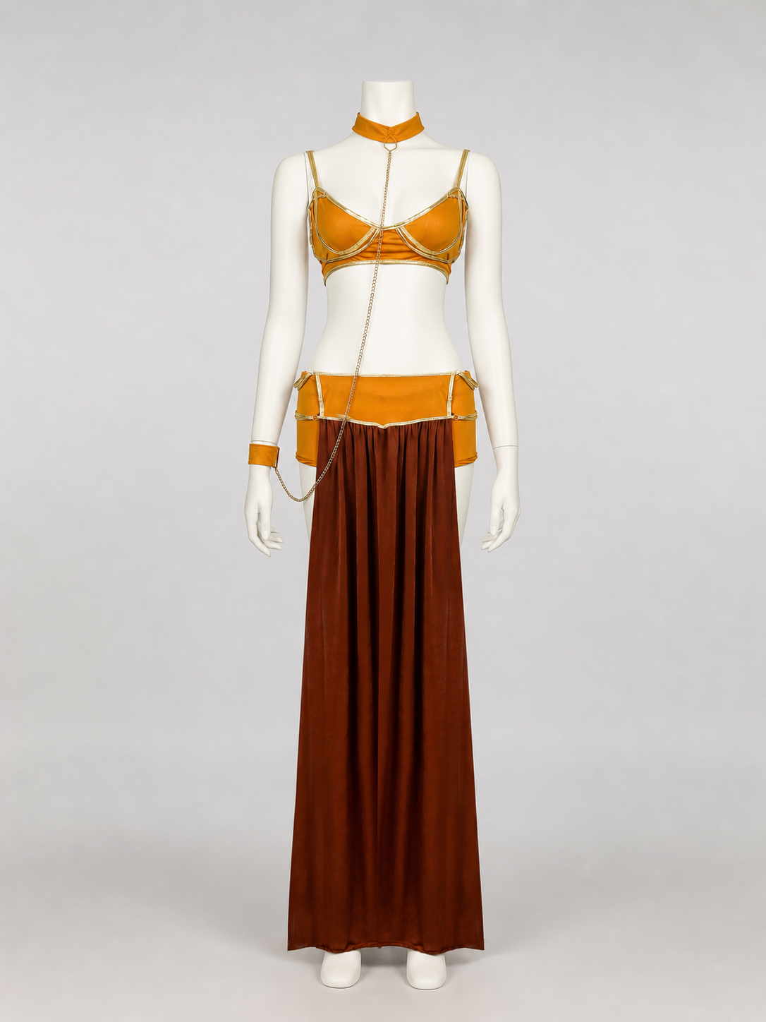 Long Cosplay Dress with Gold Chain
