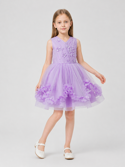 Dressy Dress with a Full Skirt and Floral Details