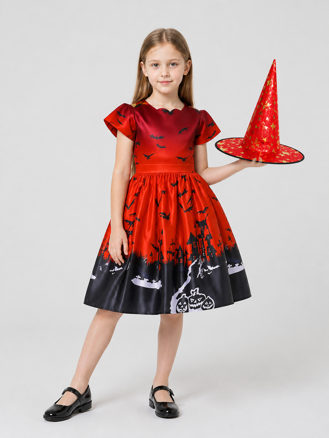 Halloween Princess Dress with Pointed Hat Costume Dresses detail 2