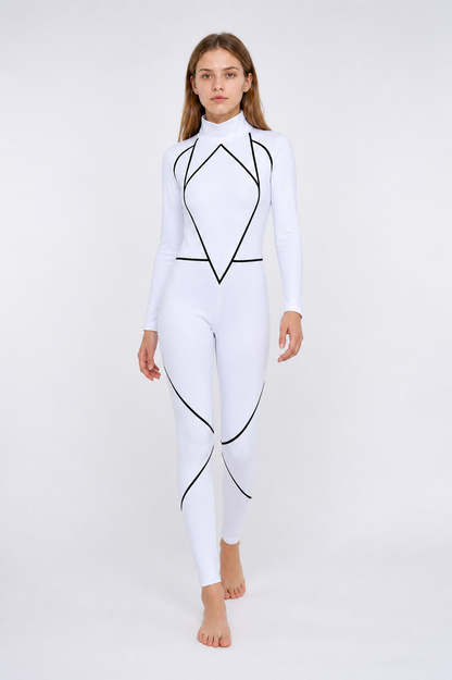 Kids' Cosplay Jumpsuit, White with a High Collar Costumes detail 2