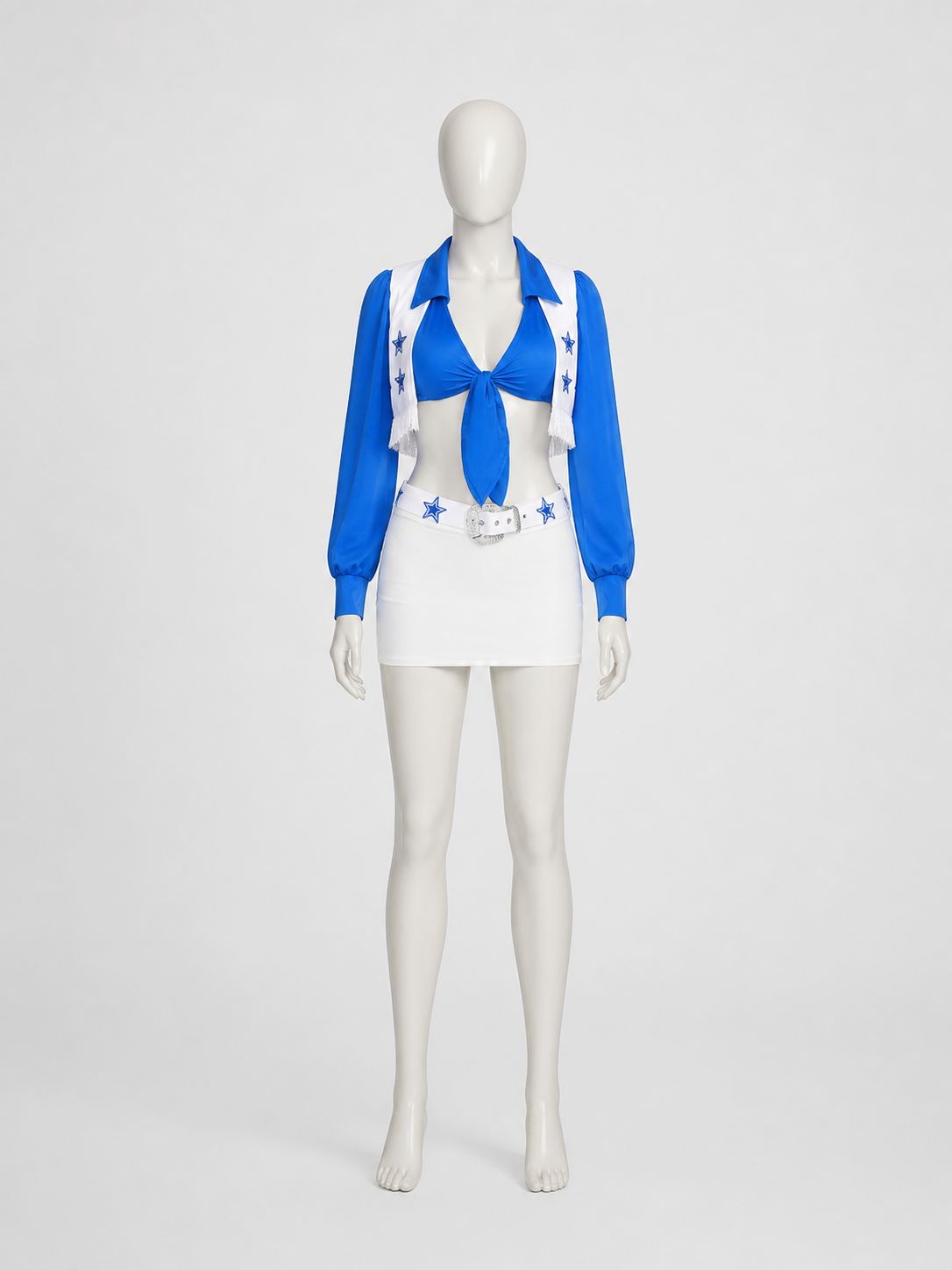 Performance Costume with Fringe and Stars, Blue and White