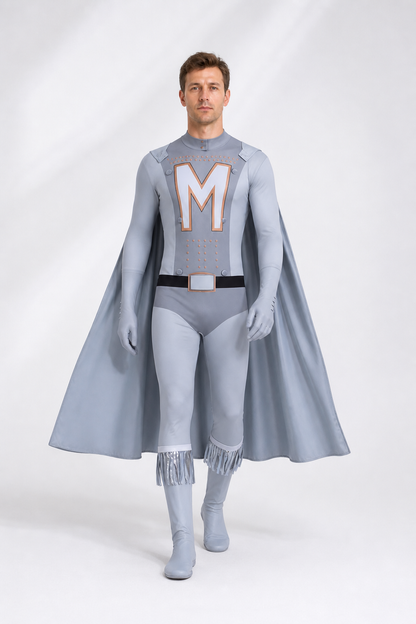 Megamind Jumpsuit with Cape, Gray-Blue on-model alternate view