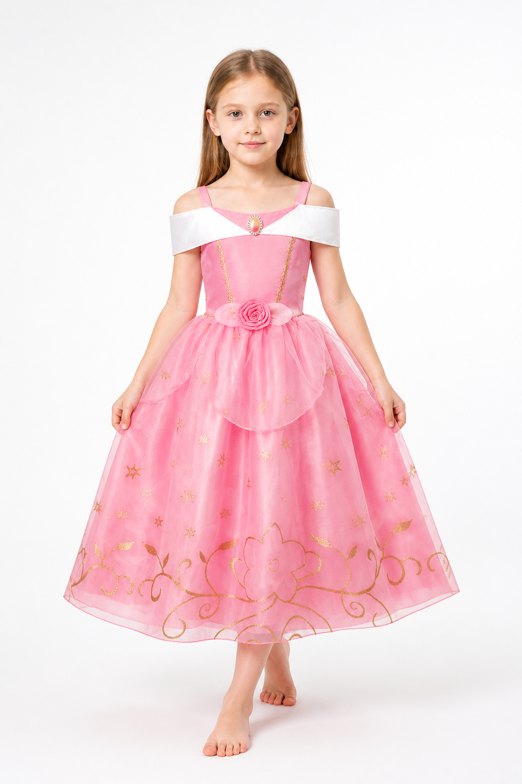 Pink Princess Dress with Gold Stars Costume Dresses detail 2