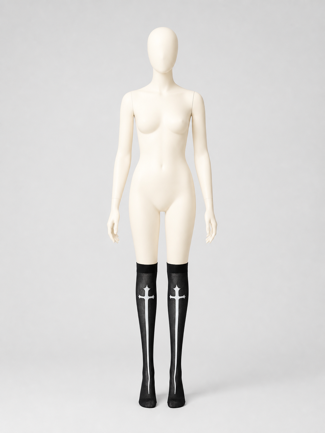 Gothic Knee-High Socks with White Crosses product detail 2